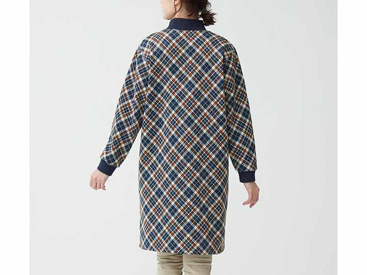 予約　あったか裏起毛ロングチュニック（バイヤスチェック柄）ＬＬ−3Ｌ_3