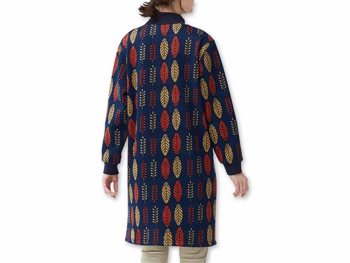 予約　あったか裏起毛ロングチュニック（リーフ柄）Ｍ−Ｌ_3