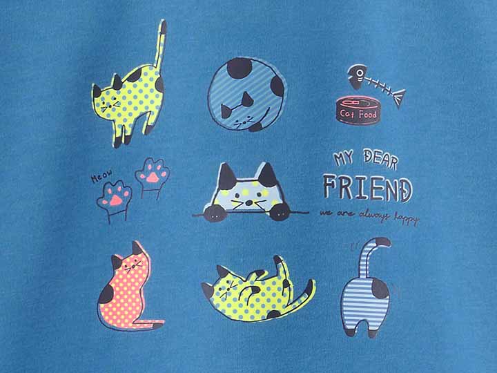 予約 プリント裏起毛ふんわりパジャマ(ブルー)LL_4