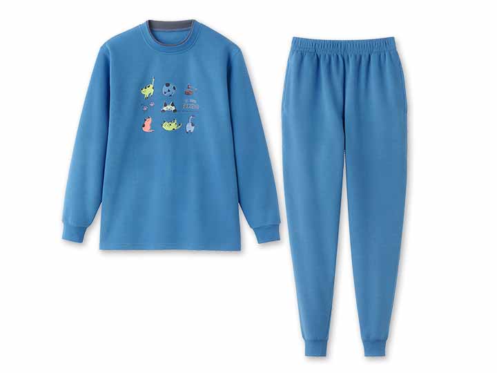 予約　プリント裏起毛ふんわりパジャマ（ブルー）3Ｌ
