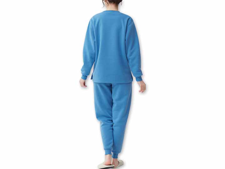 予約 プリント裏起毛ふんわりパジャマ(ブルー)3L_3