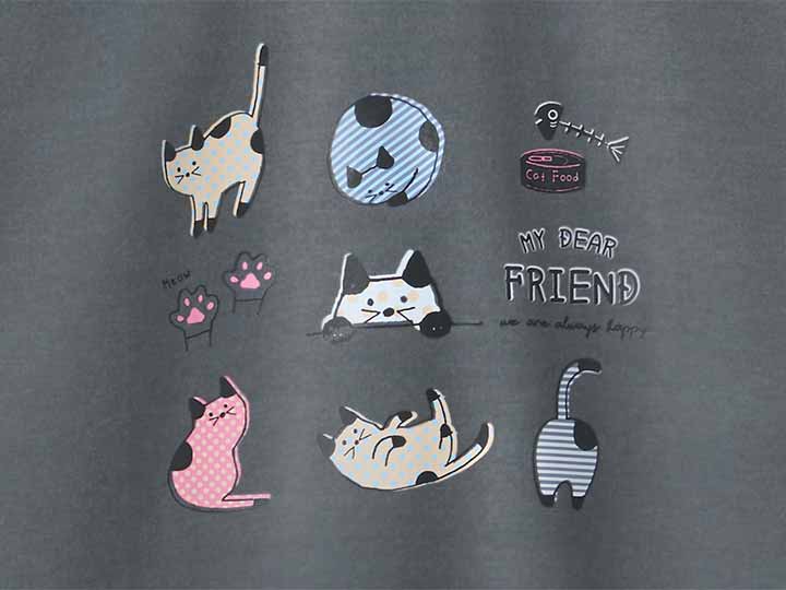 予約 プリント裏起毛ふんわりパジャマ(チャコールグレー)M−L_4