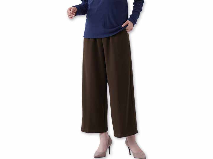 予約　【日本製】ゆったり暖か裏シャギーワイドパンツ（チョコレートブラウン）ＬＬ_2