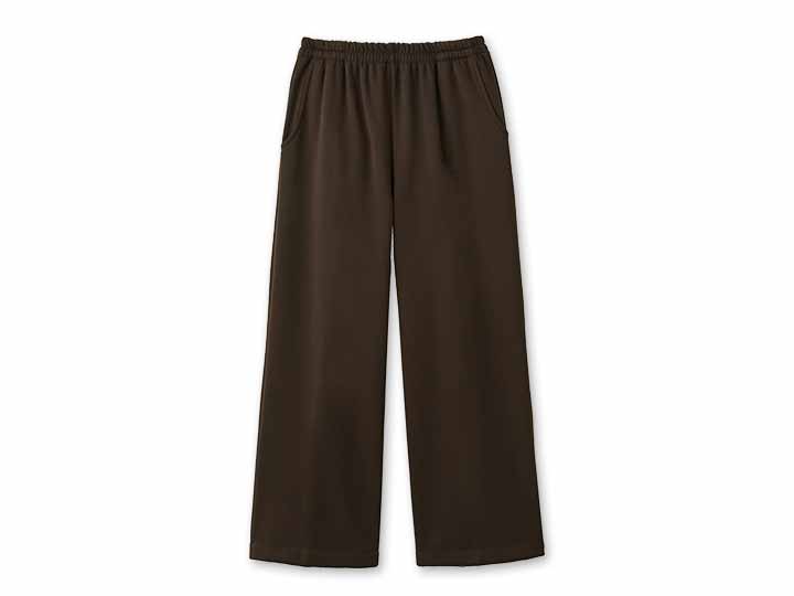 予約　【日本製】ゆったり暖か裏シャギーワイドパンツ（チョコレートブラウン）3Ｌ