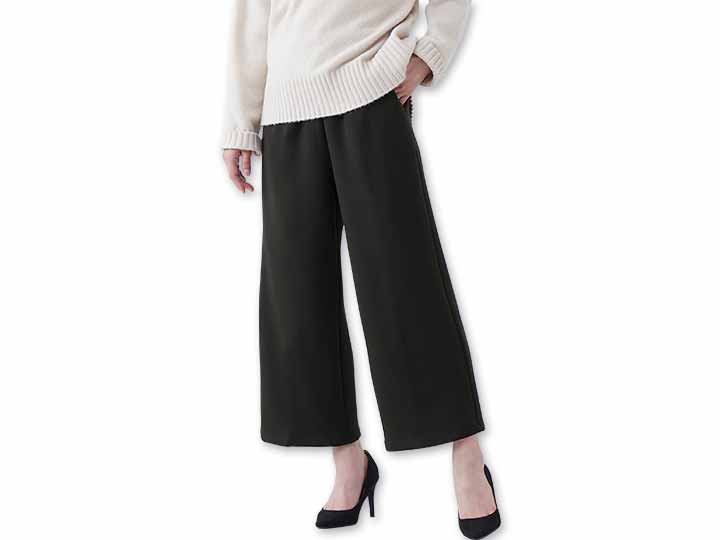 予約　【日本製】ゆったり暖か裏シャギーワイドパンツ（ブラック）Ｍ_2