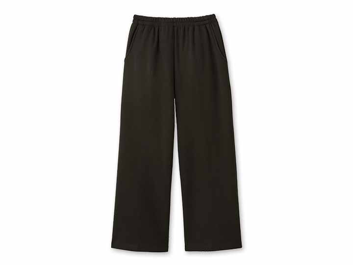 予約　【日本製】ゆったり暖か裏シャギーワイドパンツ（ブラック）ＬＬ