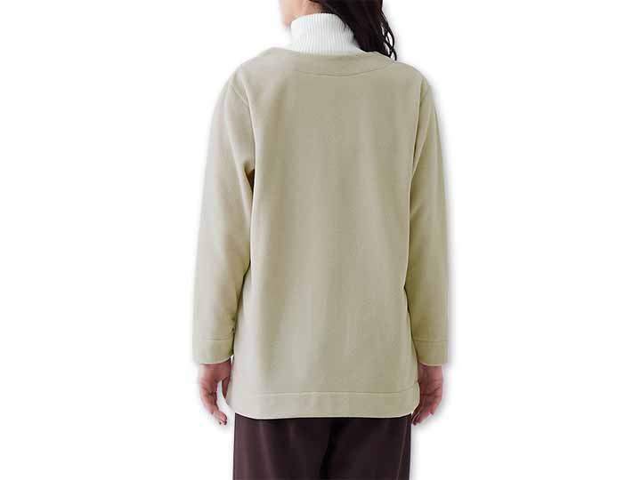 予約　軽くてあったかフリースカーデ（サンドグレー）ＬＬ−3Ｌ_3