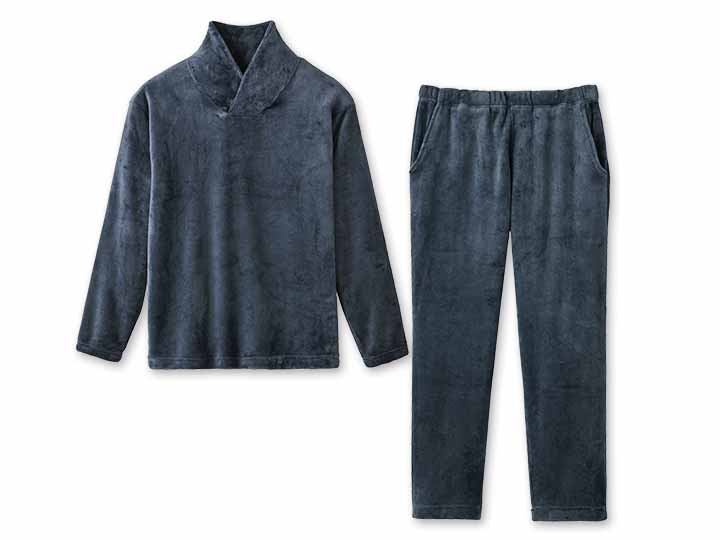 予約　毛布の暖かメンズパジャマ（ネイビー）ＬＬ