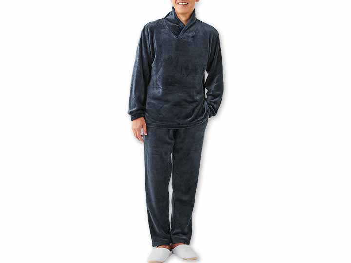 予約 毛布の暖かメンズパジャマ(ネイビー)LL_2