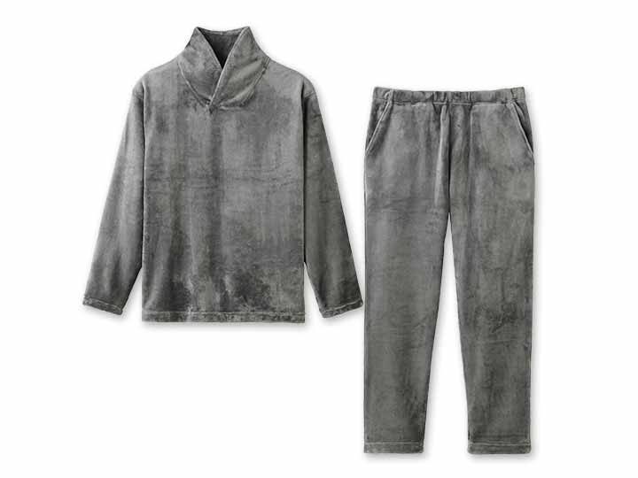 予約　毛布の暖かメンズパジャマ（チャコールグレー）Ｍ−Ｌ