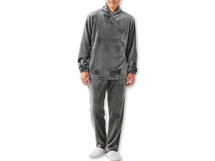 予約 毛布の暖かメンズパジャマ(チャコールグレー)M−L_2