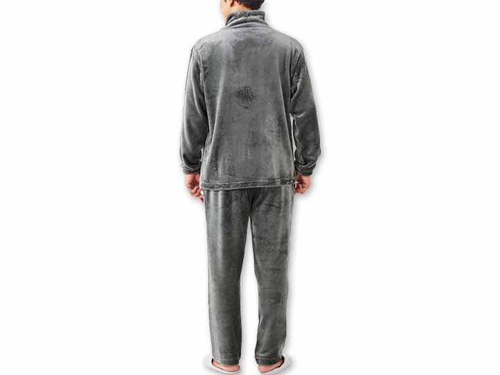 予約 毛布の暖かメンズパジャマ(チャコールグレー)LL_3