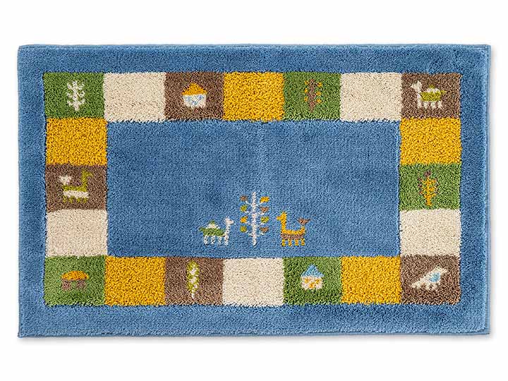 予約　洗えるコーナー吸着玄関マット　シエラ　45×75　ブルー