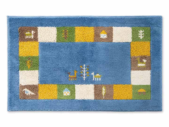 予約　洗えるコーナー吸着玄関マット　シエラ　50×80　ブルー