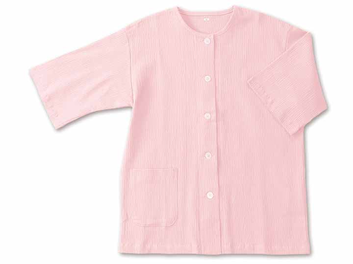 予約　高島ちぢみ七分袖パジャマ　ピンク　Ｌ_2