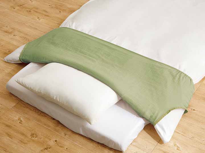 予約　2重ガーゼふとん衿カバー（若草色）シングル用