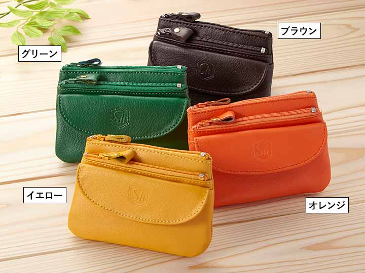 予約　牛床革カラー小銭入れ　イエロー_4