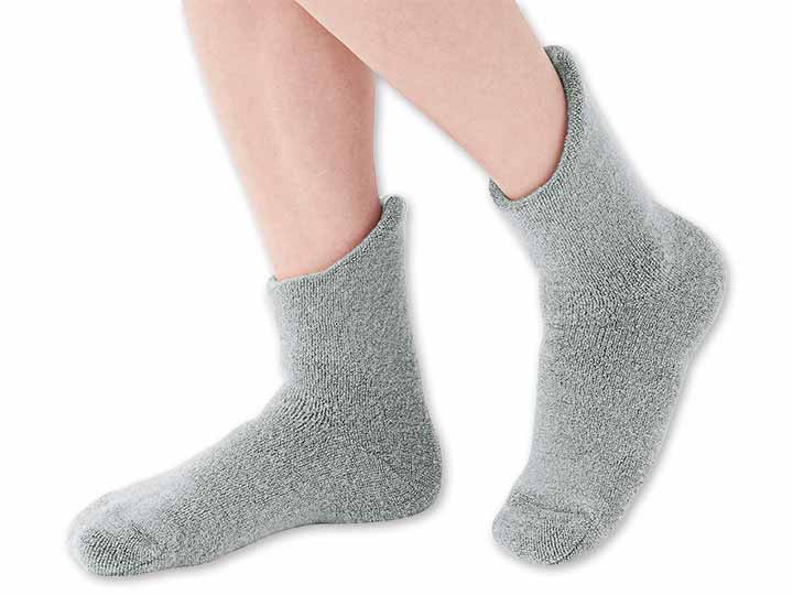 予約 備長炭ホームソックス足首ロング(ライトグレー)_3