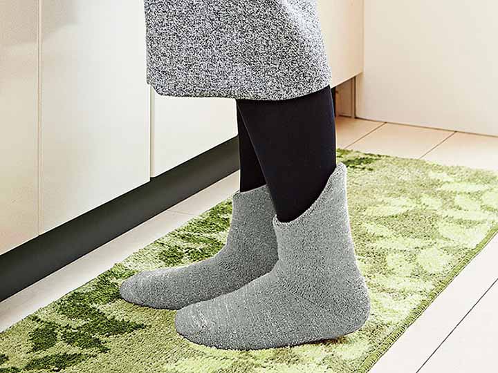 予約 備長炭ホームソックス足首ロング(ライトグレー)_5