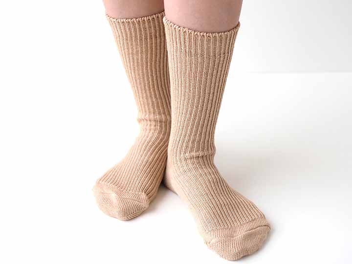 予約　ローゲージ1×1リブ編みソックス【Ｍ／茶】_2