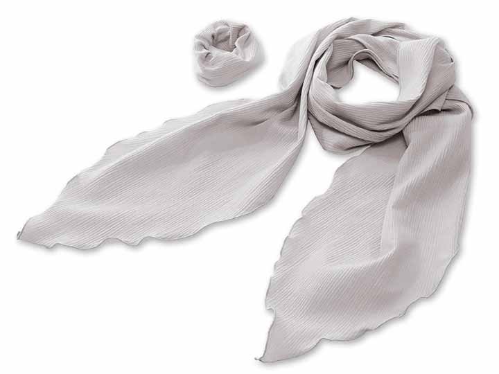 予約　高島ちぢみ　涼感ＵＶストール　ライトグレー