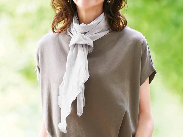 予約 高島ちぢみ 涼感UVストール ライトグレー_2
