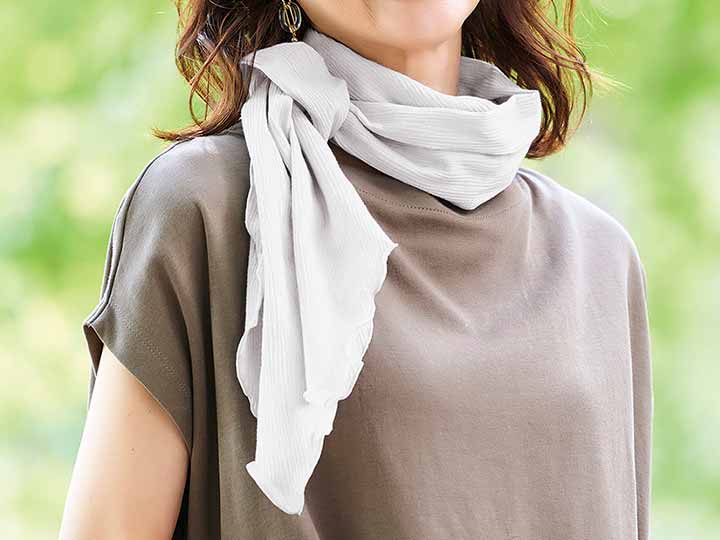 予約 高島ちぢみ 涼感UVストール ライトグレー_3