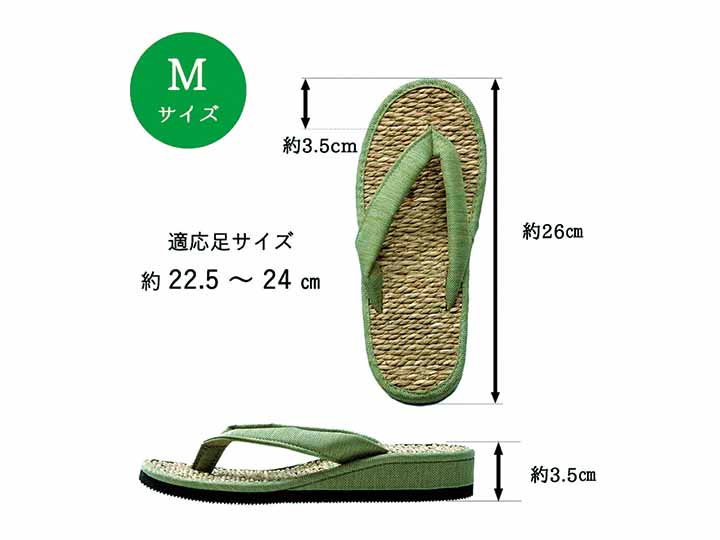 予約　七島い草草履　ルーチェ　グリ−ン　Ｍ_4