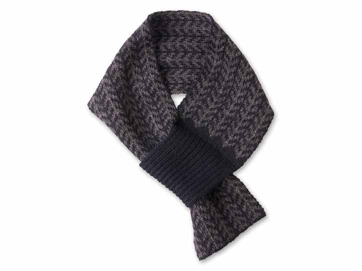 予約　アルパカ100％　ヘリンボーン柄ミニマフラー　（ブラック）