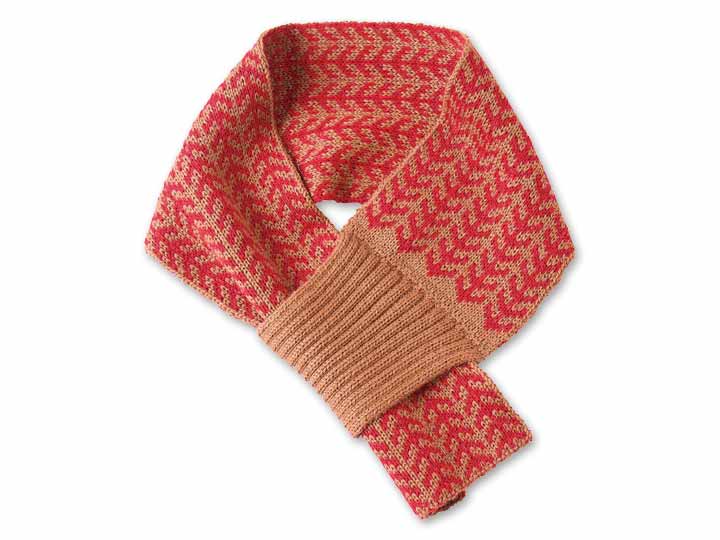 予約　アルパカ100％　ヘリンボーン柄ミニマフラー　（ブラウン）