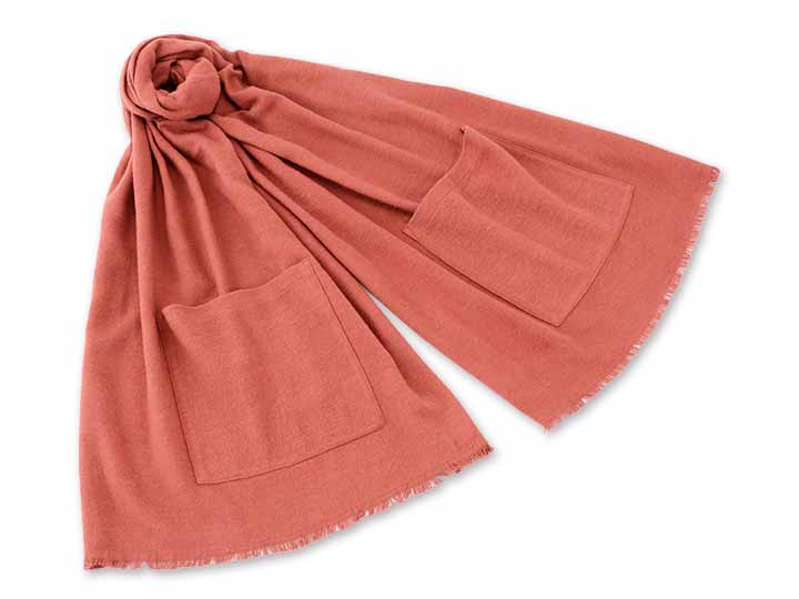 予約　＜今治タオル＞あったかポケット付きストール　アンティックローズ