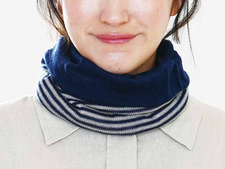 予約　起毛シルクウォーマー　ネイビー