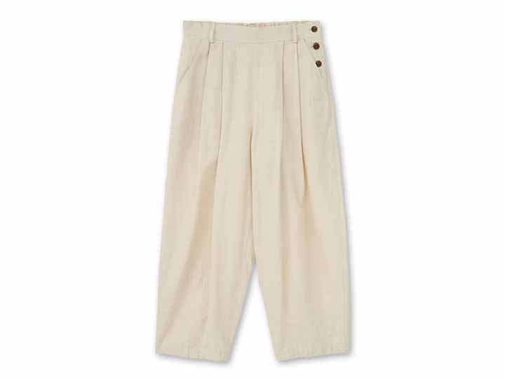 予約　手織りコットンヘンプ　バレルパンツ　ベージュ系　Ｍ