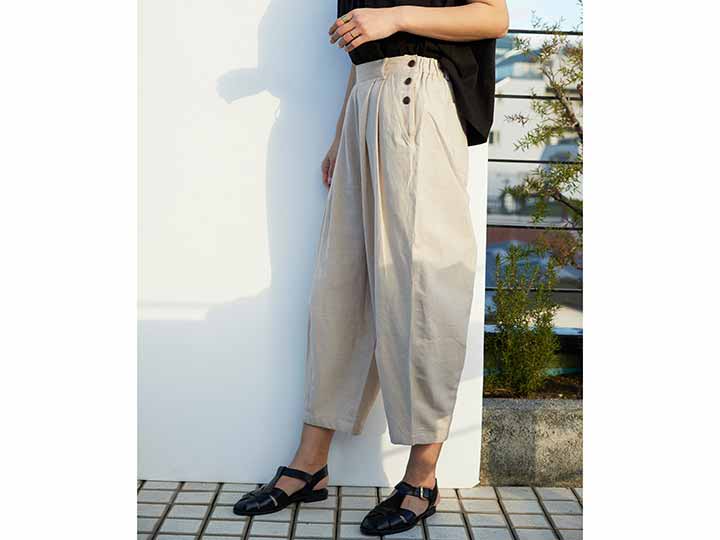 予約 手織りコットンヘンプ バレルパンツ ベージュ系 M_2
