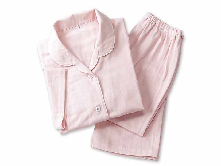 予約　和晒し二重ガーゼ夏パジャマ　ピンク　Ｍ