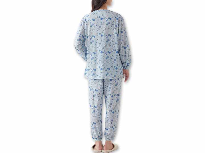 予約　綿100％着替え楽らくゆったりパジャマ（ブルー系）Ｌ−ＬＬ_3
