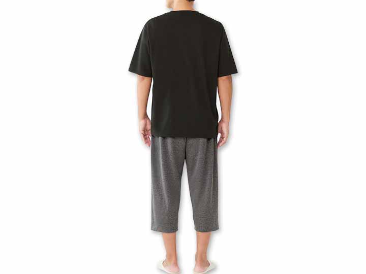 予約　リカバリーケア　メンズ半袖上下セット（上：ブラック・下：杢グレー）Ｌ_3