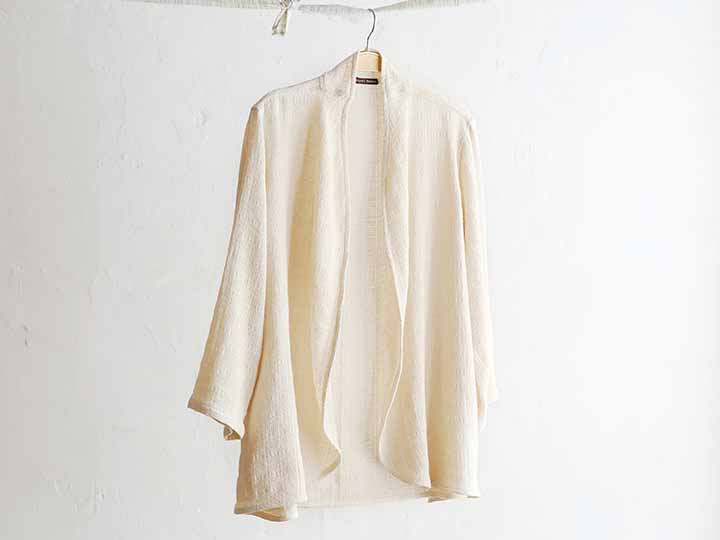 予約　レース織フレアーカーディガン・生成り_4