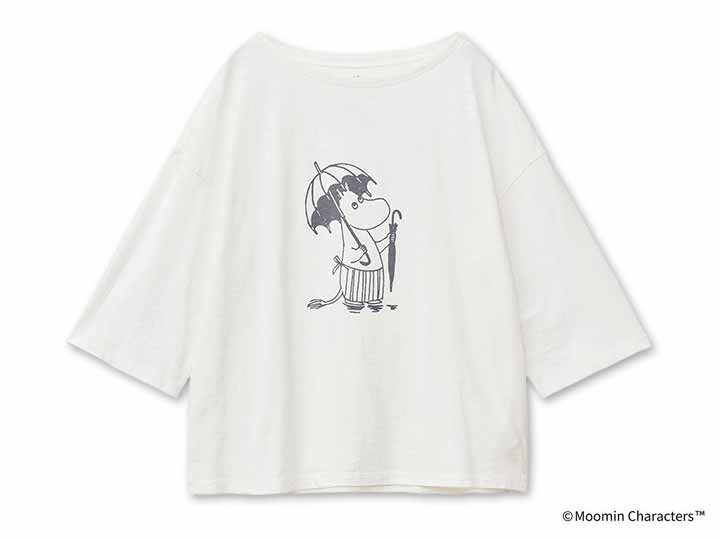予約　ムーミン　ＯＣビッグＴシャツ・エコホワイト・傘を届けるムーミンママ