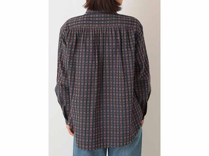 予約　手織り　ＯＣ　ドビーギャザーヨークシャツ・ネイビー系・Ｍ_4