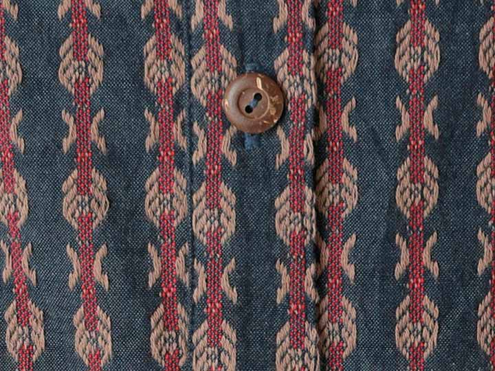 予約　手織り　ＯＣ　ドビーギャザーヨークシャツ・ネイビー系・Ｍ_5