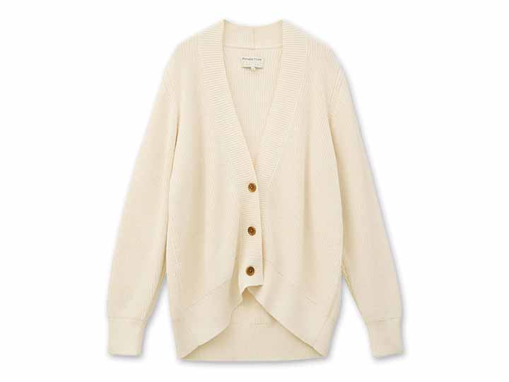 予約　ＯＣ　ニット　片畦コクーンカーディガン・生成り・Ｍ