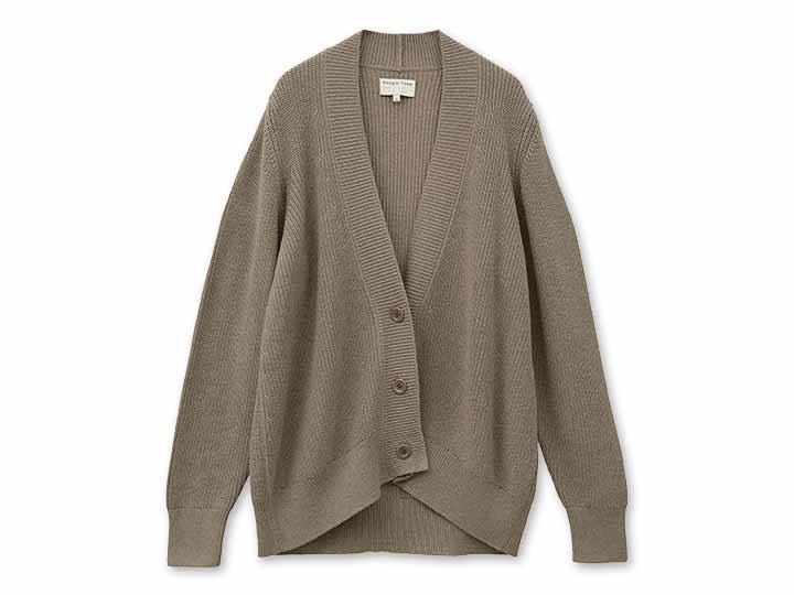 予約　ＯＣ　ニット　片畦コクーンカーディガン・ブラウンメランジ・Ｍ