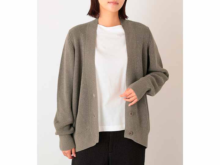 予約　ＯＣ　ニット　片畦コクーンカーディガン・ブラウンメランジ・Ｍ_2