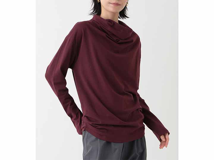 予約　ＯＣ　天竺ドレープネックトップ・バーガンディ・Ｍ_2