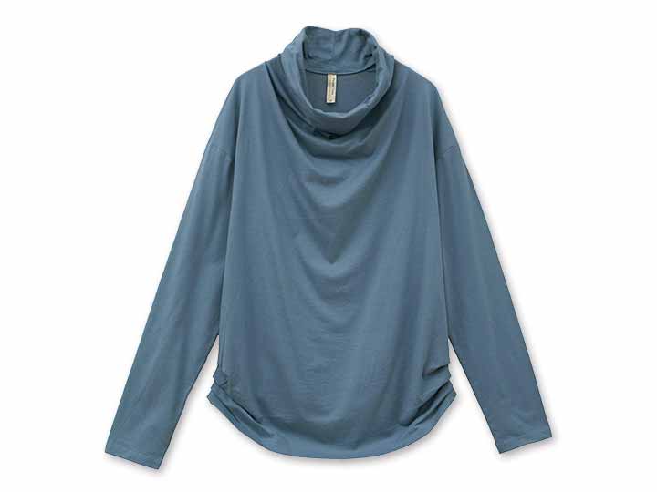 予約　ＯＣ　天竺ドレープネックトップ・ブルー・Ｍ