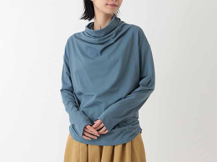 予約　ＯＣ　天竺ドレープネックトップ・ブルー・Ｍ_2