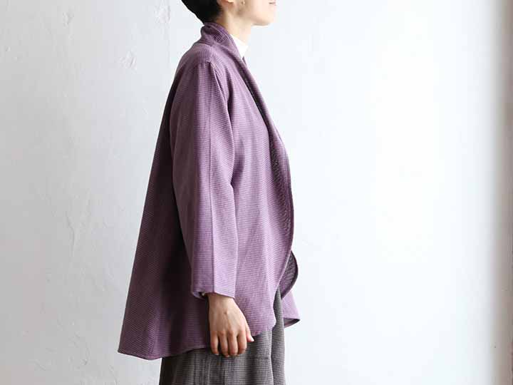 予約　もしゃ織フレアーカーディガン・パープル_3