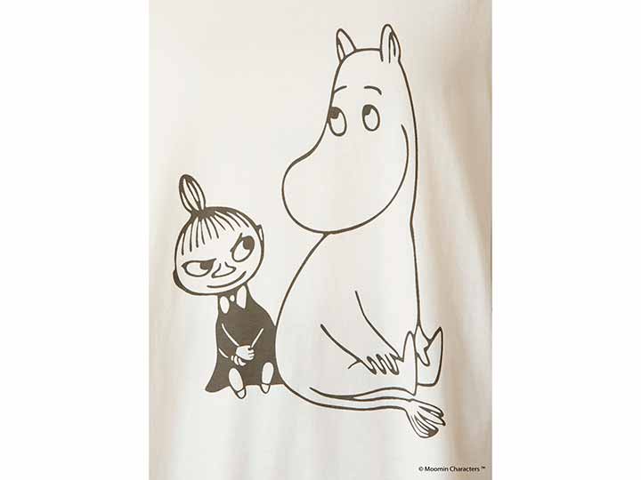 予約 ムーミン オーガニックコットンスリットTシャツ・ムーミントロールとリトルミイ・エコホワイトM_4