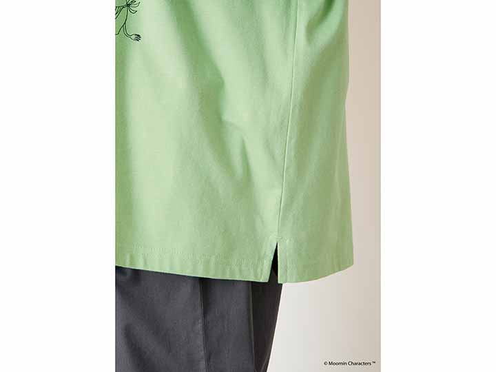 予約 ムーミン オーガニックコットン スリットTシャツ・ムーミン谷の仲間たちとお祝い・グリーン・M_3